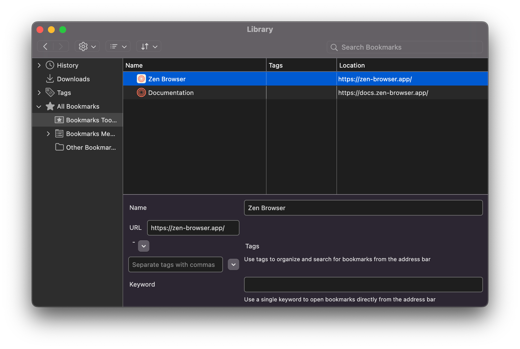 Bookmarks Library